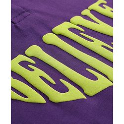 Pine Kids 100% Cotton Full Sleeves Text Printed Hooded Sweatshirt With Kangaroo Pockets - Purple & Green