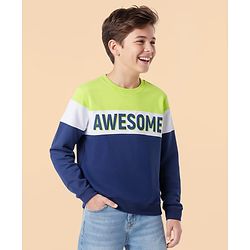 Pine Kids Cotton Knit Full Sleeves Sweatshirt With Awesome Print & Cut & Sew Design - Multicolor