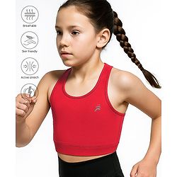 Pine Active Sleeveless Stretchable Sports Bra Solid Colour - Maroon