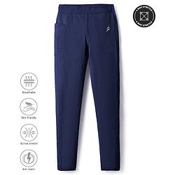 Pine Active Knit Full Length Premium Ultra Comfort Super Stretch Aero Soft Solid Color Leggings - Navy Blue