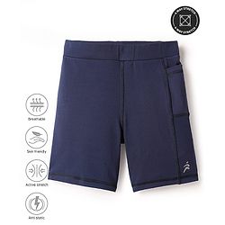 Pine Active Premium Knit Ultra Comfort Super Stretch Aero Soft Solid Cycling Shorts - Navy Blue