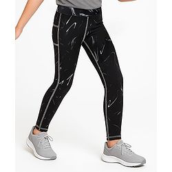 Pine Active Knit Full Length Super Stretch Printed Leggings - Black