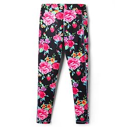 Pine Active Knit Full Length Super Stretch Leggings with Floral Print - Black