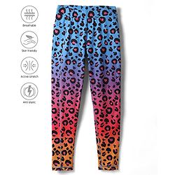 Pine Active Knit Full Length Super Stretch Leggings with Cheetah Print - Multicolor