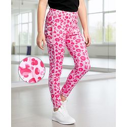 Pine Active Knit Full Length Super Stretch Printed Leggings - Pink