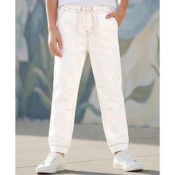 Pine Kids Woven Full Length Washed Denim Jeans - White