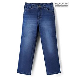 Pine Kids Woven Full Length Washed Denim Jeans - Blue