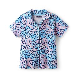 Pine Kids Single Jersey Knit Half Sleeves Co-Ord Night Suit with Heart Print - Tanager Turquoise