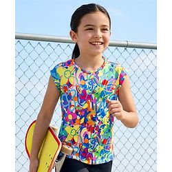 Pine Active Knit Half Sleeves High Stretch T-Shirt With Splash Print - Multicolour