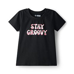 Pine Kids Single Jersey Knit Half Sleeves Night Suit With Text & Floral Print - Black