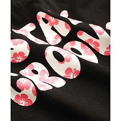 Pine Kids Single Jersey Knit Half Sleeves Night Suit With Text & Floral Print - Black