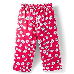 Pine Kids Single Jersey Knit Half Sleeves Capri Night Suit With Floral Print - Red