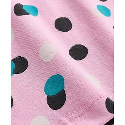 Pine Kids Single Jersey Knit Half Sleeves Capri Night Suit With Polka Dot Print - Pink