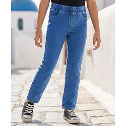 Pine Kids Woven Ankle Length Washed Denim Jeggings - Blue