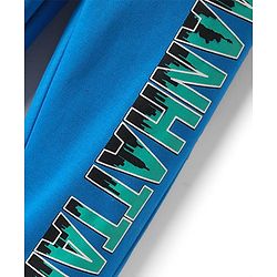 Pine Kids Cotton Knit Full Length Lounge Pant With Text Print - Light Blue