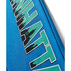 Pine Kids Cotton Knit Full Length Lounge Pant With Text Print - Light Blue
