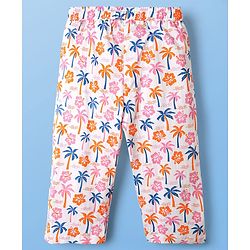 Pine Kids Single Jersey Knit Half Sleeves Floral & Beach Theme Printed Front Open Co-Ords Capri Night Suit - Multi Colour
