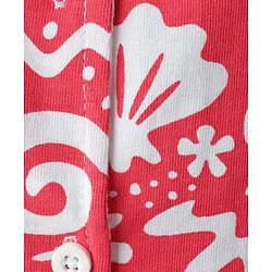 Pine Kids Single Jersey Knit Half Sleeves Co-ords Capri Night Suit With Tropical Theme Print - Red