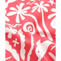 Pine Kids Single Jersey Knit Half Sleeves Co-ords Capri Night Suit With Tropical Theme Print - Red