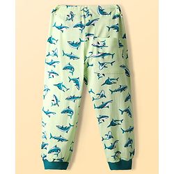 Pine Kids Single Jersey Knit Full Sleeves Co-Ord Night Suit With Shark Print - Lime Green