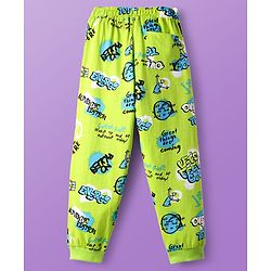 Pine Kids Single Jersey Knit Half Sleeves Co-ords Night Suit with Text Print - Neon Green