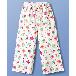 Pine Kids Single Jersey Knit Half Sleeves Co-ords Night Suit With Floral Print - White