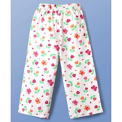 Pine Kids Single Jersey Knit Half Sleeves Co-ords Night Suit With Floral Print - White