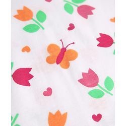Pine Kids Single Jersey Knit Half Sleeves Co-ords Night Suit With Floral Print - White