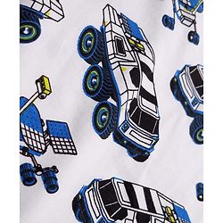 Pine Kids Single Jersey Knit Half Sleeves Co-ords Night Suit With Vehicle Print - White