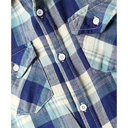 Pine Kids Cotton Woven Full Sleeves Hooded Shirt with Checks Print - Blue