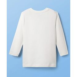 Pine Kids Cotton Knit Full Sleeves Solid T-Shirt with Brand Logo - White