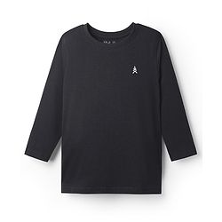 Pine Kids Cotton Knit Full Sleeves Solid T-Shirt with Brand Logo - White