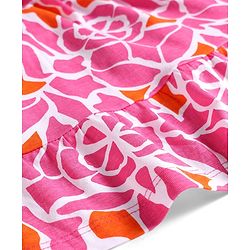 Pine Kids 100% Cotton Full Sleeves Frocks With Floral Print - Pink