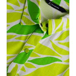 Pine Kids 100% Cotton Half Sleeves Frock With Tropical Theme Print - Lime Green