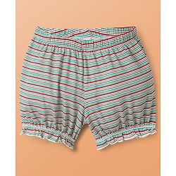 Pine Kids Cotton Elastane Knit Bloomers with Stripes & Cherry Print Pack of 3 (Color May Vary)
