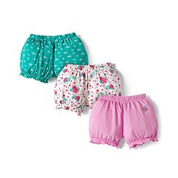 Pine Kids Cotton Elastane Knit Bloomers with Floral Print Pack of 3 (Color May Vary)