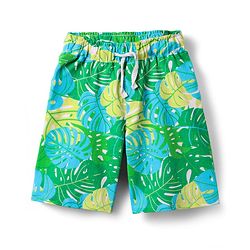 Pine Kids Single Jersey Knit Half Sleeves Shirt & Shorts Co-Ord Set With Inner Tee & Leaf Print - Green