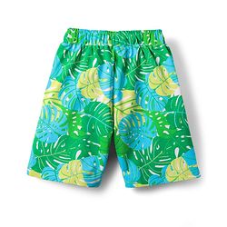 Pine Kids Single Jersey Knit Half Sleeves Shirt & Shorts Co-Ord Set With Inner Tee & Leaf Print - Green