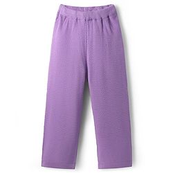 Pine Kids Knit Full Sleeves Pullover Solid Sweater Set with Hexagon Design - Purple