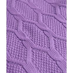 Pine Kids Knit Full Sleeves Pullover Solid Sweater Set with Hexagon Design - Purple