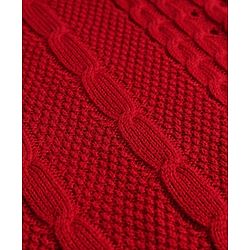 Pine Kids Knit Full Sleeves Solid Collar Neck Sweater Set with Cable Knit Design - Dark Red
