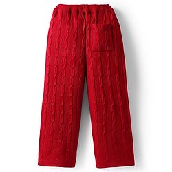 Pine Kids Knit Full Sleeves Solid Collar Neck Sweater Set with Cable Knit Design - Dark Red