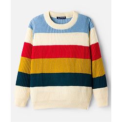 Pine Kids Knit Full Sleeves Striped Pullover Sweater - Multicolor