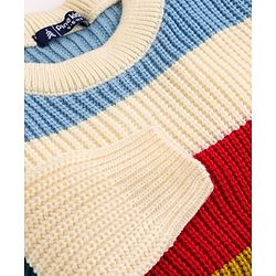 Pine Kids Knit Full Sleeves Striped Pullover Sweater - Multicolor