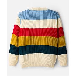 Pine Kids Knit Full Sleeves Striped Pullover Sweater - Multicolor