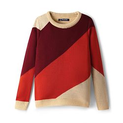Pine Kids Cotton Knit Full Sleeves Pullover With Color Blocks & Stripes - Maroon