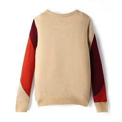 Pine Kids Cotton Knit Full Sleeves Pullover With Color Blocks & Stripes - Maroon