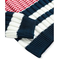 Pine Kids Knit Full Sleeves Striped Pullover - Red