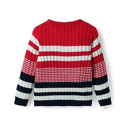Pine Kids Knit Full Sleeves Striped Pullover - Red