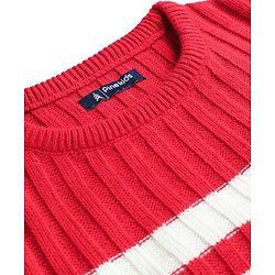 Pine Kids Knit Full Sleeves Striped Pullover - Red